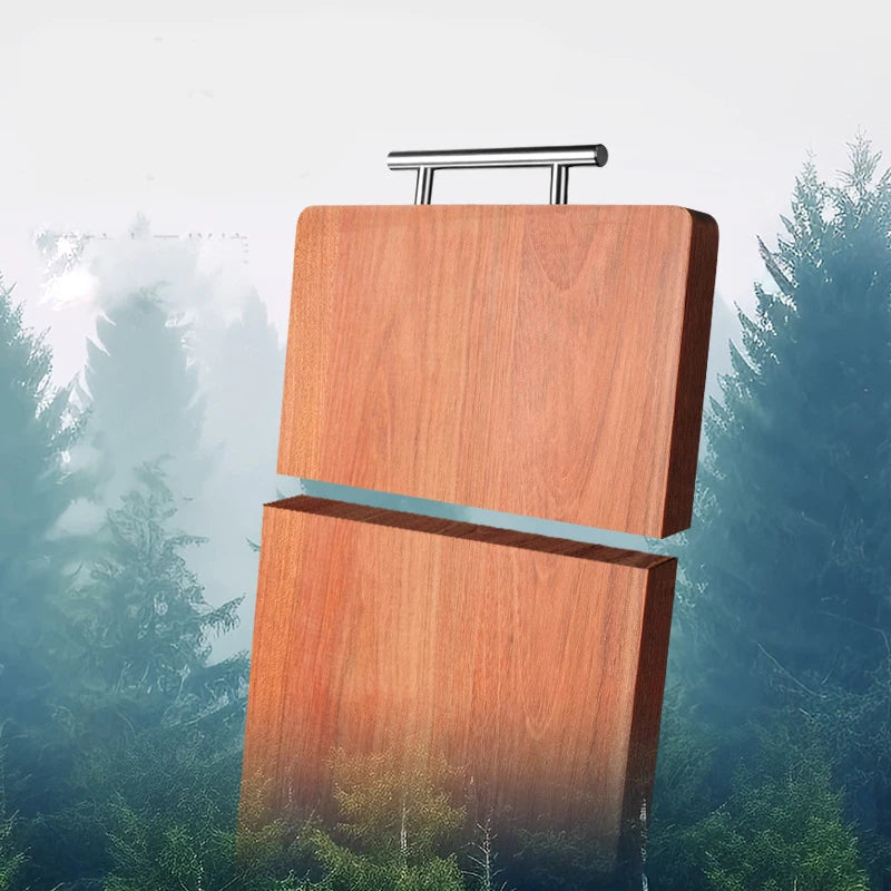 Rosewood Whole Wood Cutting Board, High Density Solid Chopping Block, Double Sided Anti-Mold Kitchen Board with Handle
