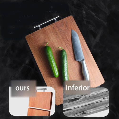 Rosewood Whole Wood Cutting Board, High Density Solid Chopping Block, Double Sided Anti-Mold Kitchen Board with Handle