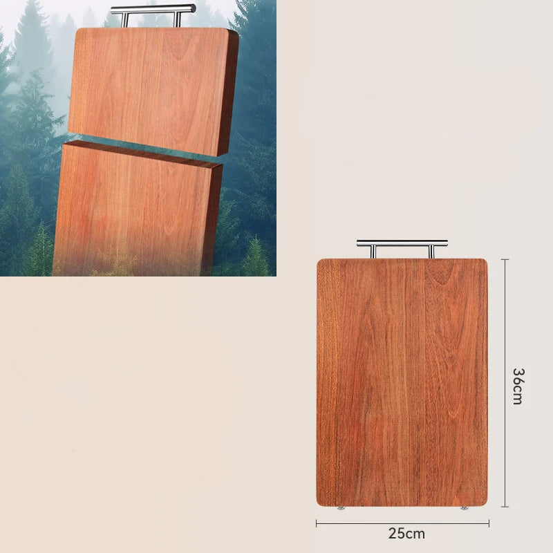 Rosewood Whole Wood Cutting Board, High Density Solid Chopping Block, Double Sided Anti-Mold Kitchen Board with Handle